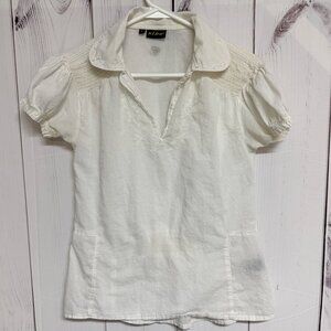 KÜHL Women’s Embroidered Peasant Blouse Small Ivory GUC